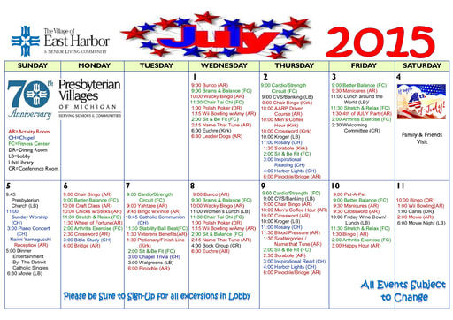 7/2015 East Harbor Calendar