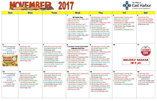 11/2017 East Harbor Calendar