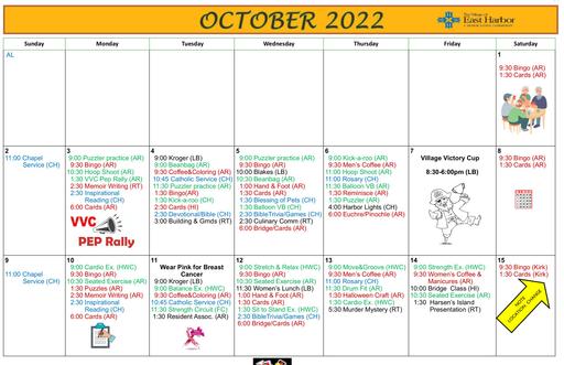 10/2022 East Harbor Calendar Independent Living