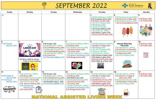 9/2022 East Harbor Calendar Assisted Living