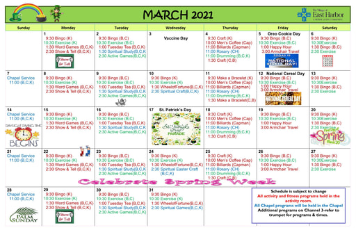 3/2021 East Harbor Calendar