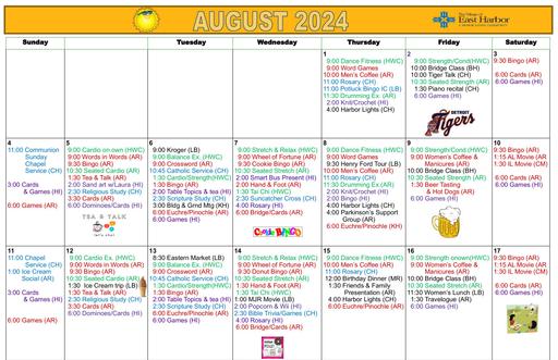 8/2024 East Harbor Calendar